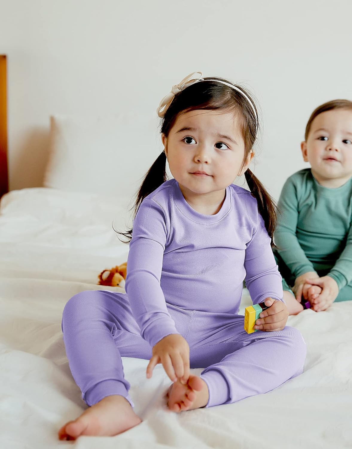 VAENAIT BABY 12M-12Y Kids Boys Girls Toddler Solid Cotton Daily Pajamas Pyjamas Sleepwear Set Basic - Image 2