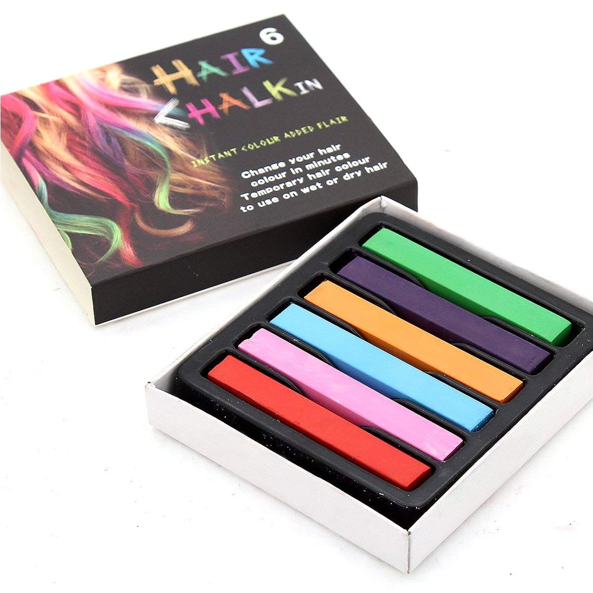 Trimming Shop Hair Chalk for Girls, 6 Pieces Temporary Hair Chalks Vibrant Hair Color Temporary Bright Hair Dye for Halloween, Makeup, Birthday Gift, Washable Hair Color for Party DIY