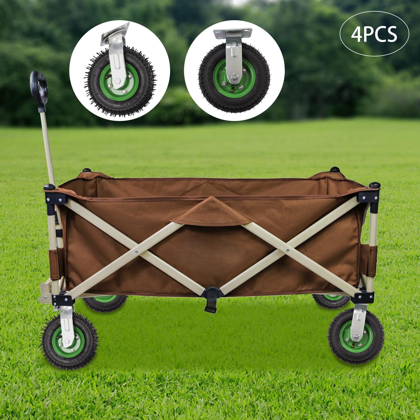 Verizcc 8 Inch Inflatable Caster Wheels Rubber Tire with Precision Ball Bearings, Load Bearing Pneumatic Casters for Garden Carts & Tool Boxes