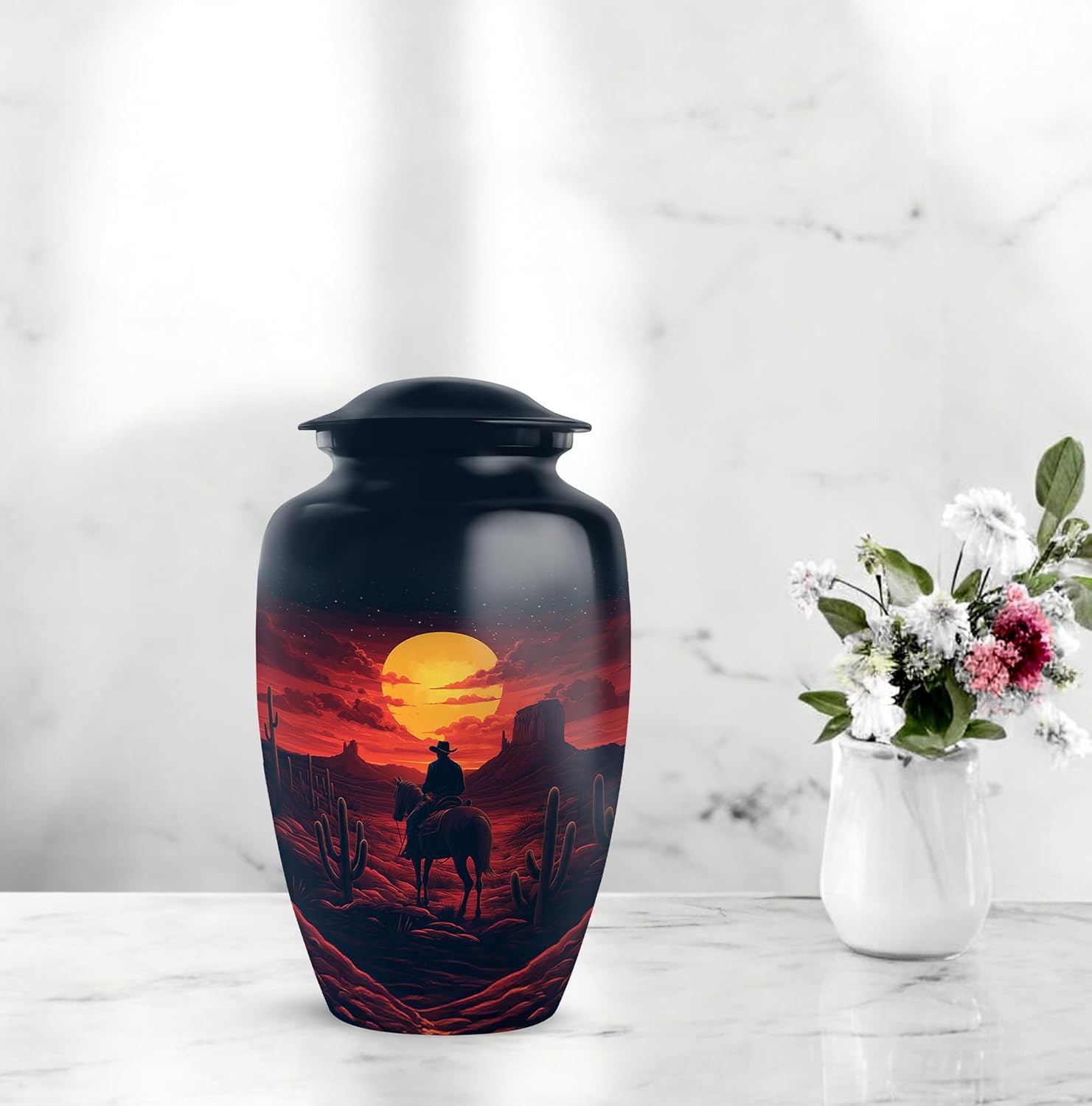Cowboy Urns - Burial Urns for Mom & Dad Ashes - Small Urns for Human Ashes Keepsake Male - Funeral Urn for Ashes for Women - Decorative Urns - Human Urns for Ashes Female (Size 10 & 3 Inch 5 Pcs)