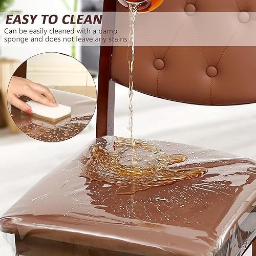 Miniatura 3 de SIWUTIAO Paquete de 6 fundas de plástico para sillas de comedor, 18 pulgadas de ancho x 17 pulgadas de profundidad, protectores de asiento de PVC