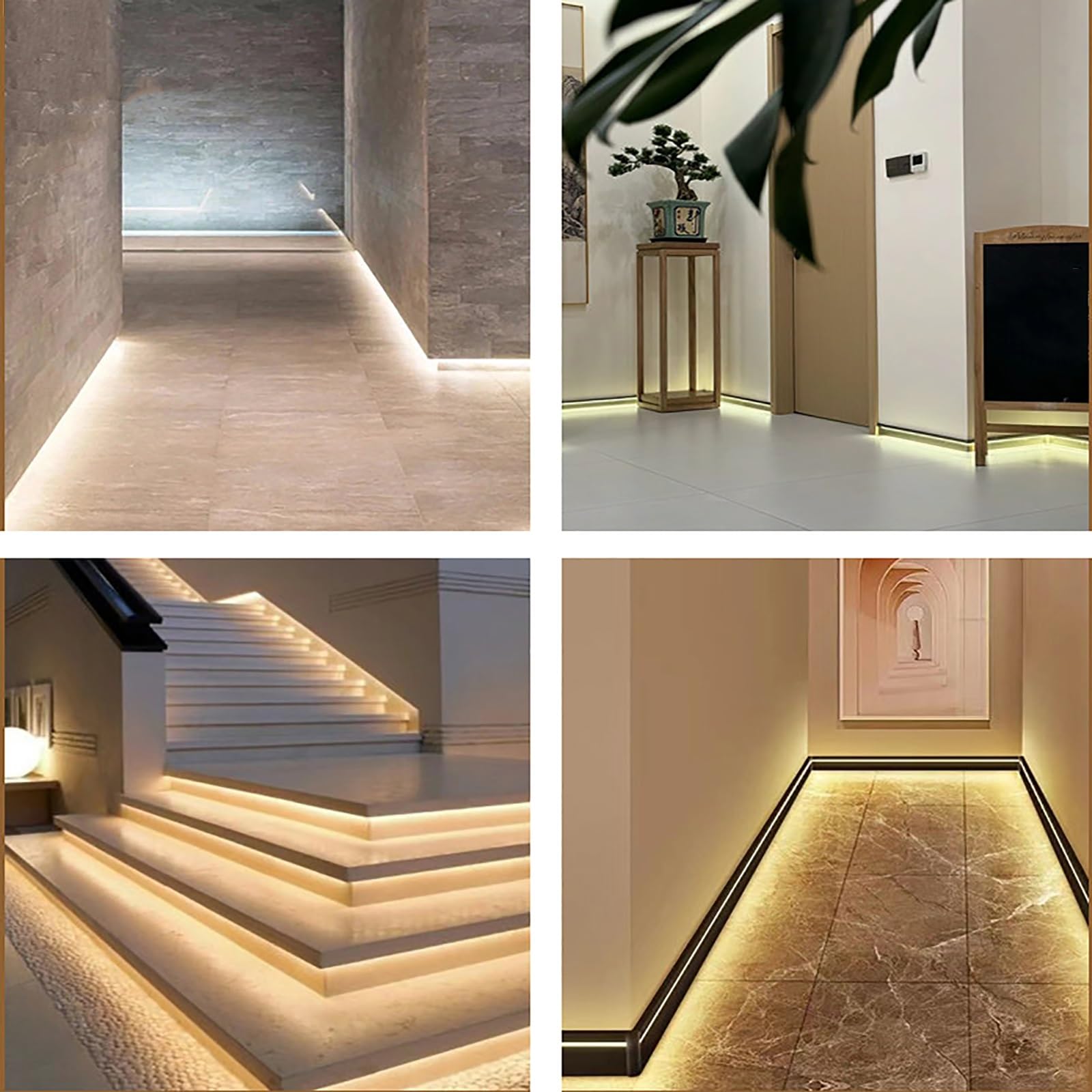 battiscopa Battiscopa Con Canale Led Bianco, Battiscopa A Pavimento Da 100 200 250 Cm Con Copertura In PC, Modanatura Battiscopa A Muro(A 8cm/3'',160cm/63in)