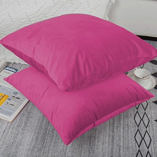 Miniatura 3 de Artcest Set of 2 Soft Velvet Throw Pillow Covers, Decorative Cushion Cases for Couch Bed and Living Room, 18"x18"(Hot Pink)