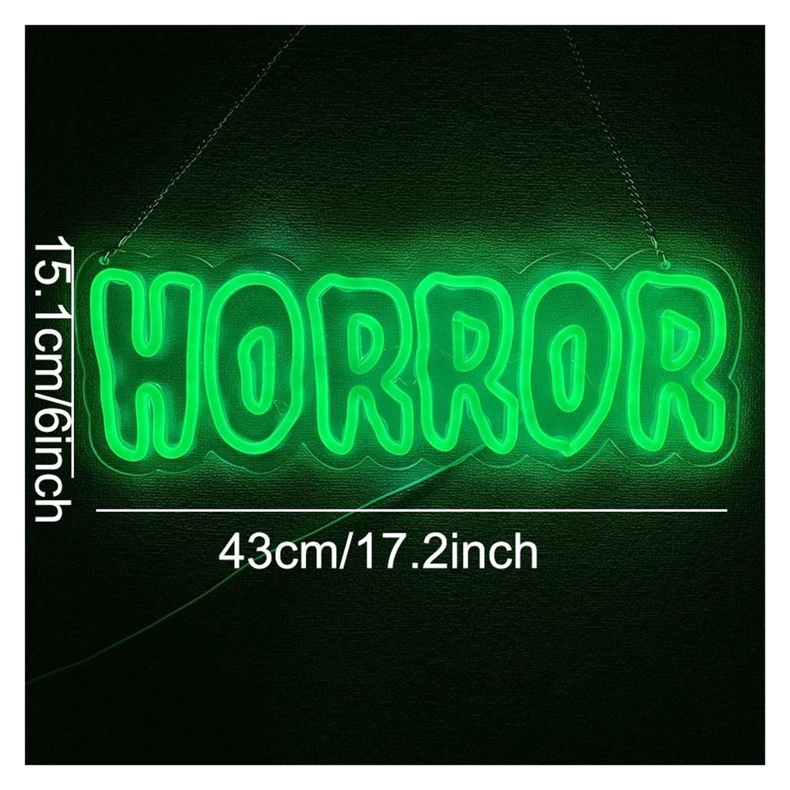 Scritta luminosa Insegna Al Neon Horror Per Decorazioni Da Parete, Stile Horror, Con Luce Dimmerabile USB, Per Feste, Club, Sala Giochi, 43cmх15.1cm