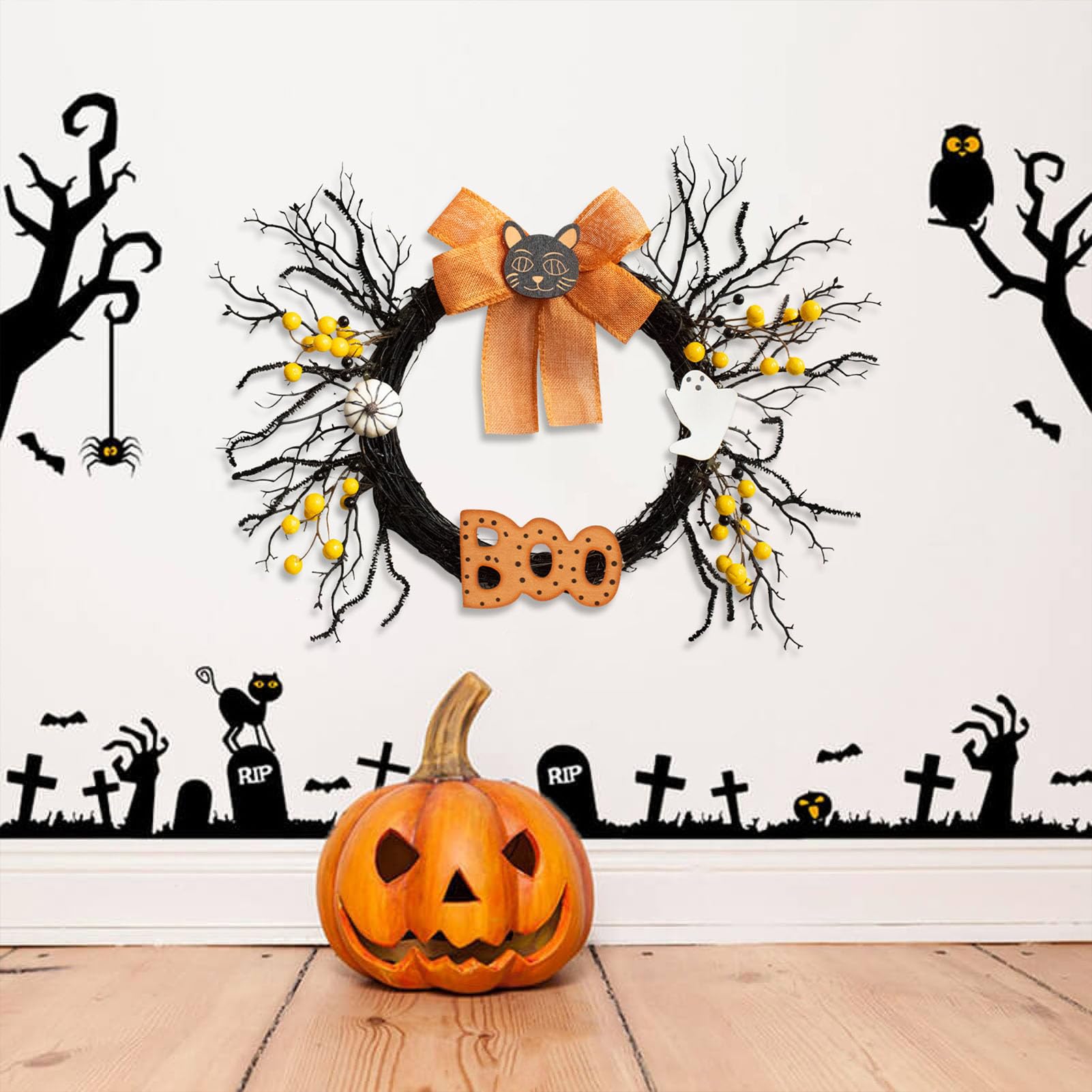 Guirnalda para Puerta Principal Halloween con Lazo Decorativo