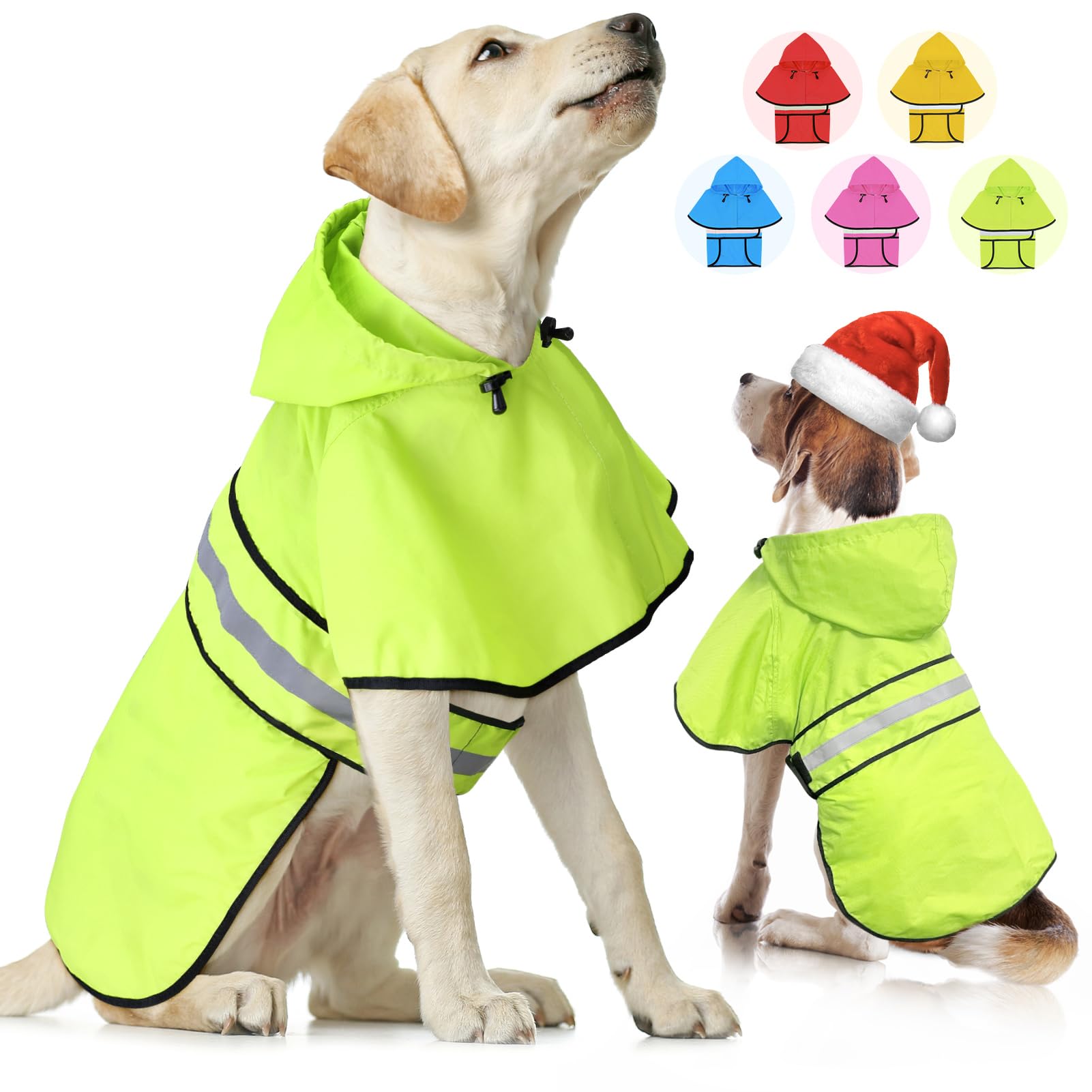 Weesiber Hunderegenmantel - Reflektierender Hund Regenmantel wasserdichte Regenjacke Hunde Verstellbarer Hundeponcho (L, Grün)