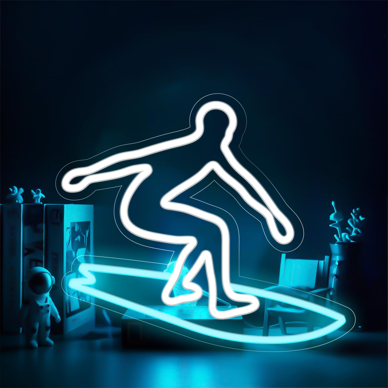 Surfer Neon Sign for Wall Decor, Led Surfer Decor Dimmable Surfer Light Sign, Powered by USB Neon Signs for Kids Room Wall Art Birthday Bedroom Surf