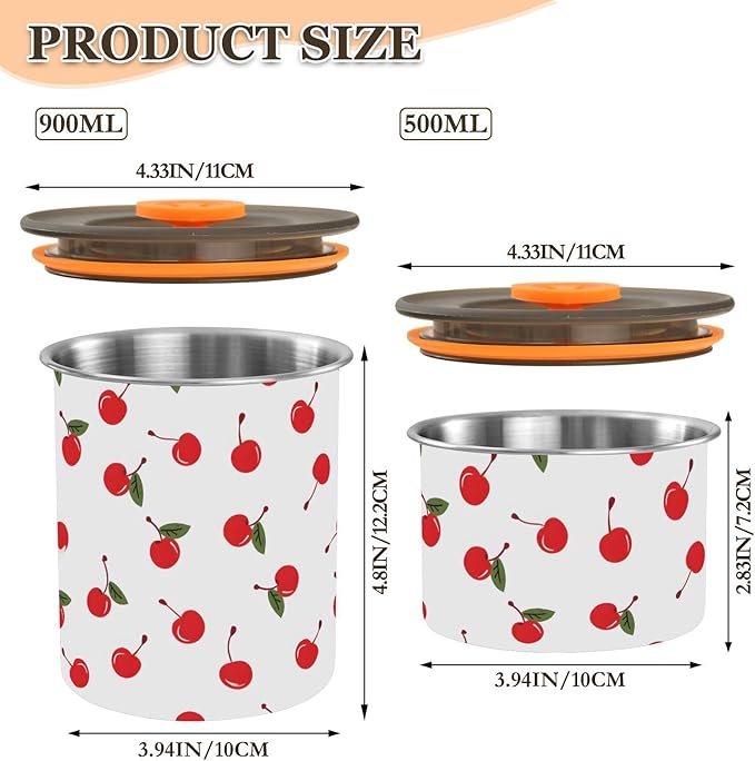 ALAZA Red Cherry Leaf White Coffee Canister 30oz miniatura 3