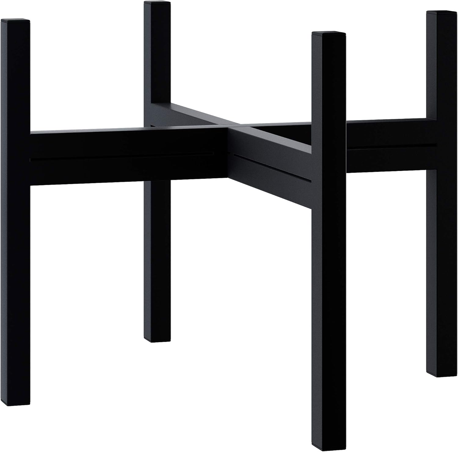 FaithLand Mid Century Plant Stand Indoor Outdoor(Plant Pot Not Included), Holds Planters with a Maximum Width of 14 Inch, Metal Planter Stand, Potted Plant Holder, Black - Width Not Adjustable