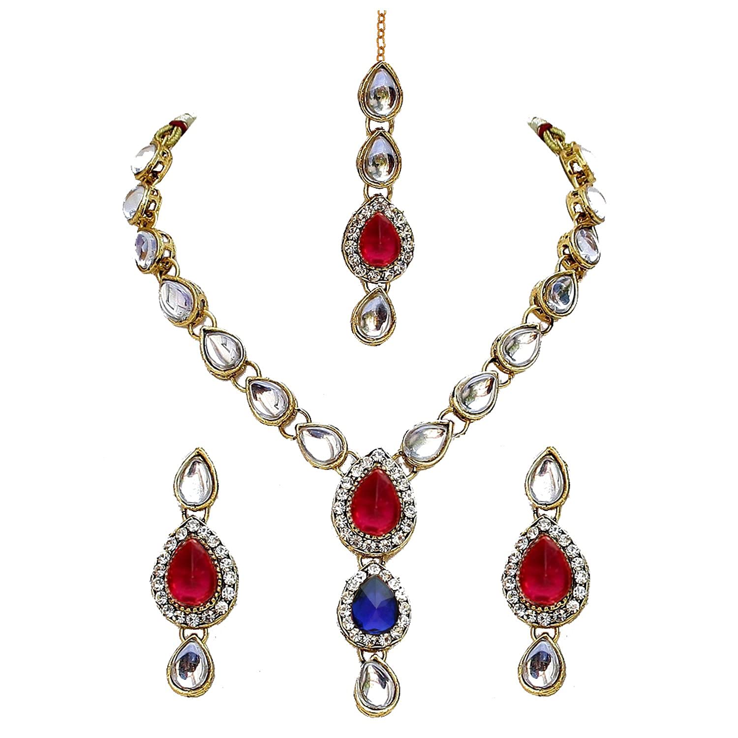 Lucky Jewellery 1-Line Magenta Blue Colour Kundan Set (MSK-1-LINE-RB) (B01E3X51QC) Amazon Price History, Amazon Price Tracker