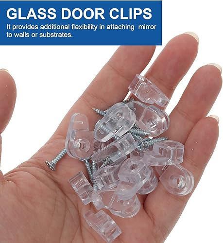 Miniatura 5 de Cabilock Kit de clips de retención de puerta de vidrio, kit de clips de retención de vidrio transparente de plástico con tornillos para fijar