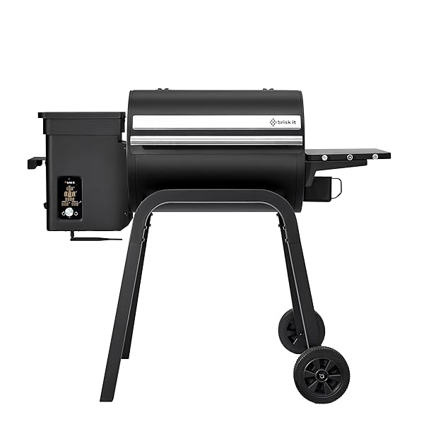 Brisk It Zelos-450 Electric Wood Pellet Smoker Grill – A.I. Smart BBQ Grill with WiFi, 7-in-1 Outdoor Grill & Smoker, PID Controller (Up to 500°F), 450 sq.in Cooking Area, Meat Probe