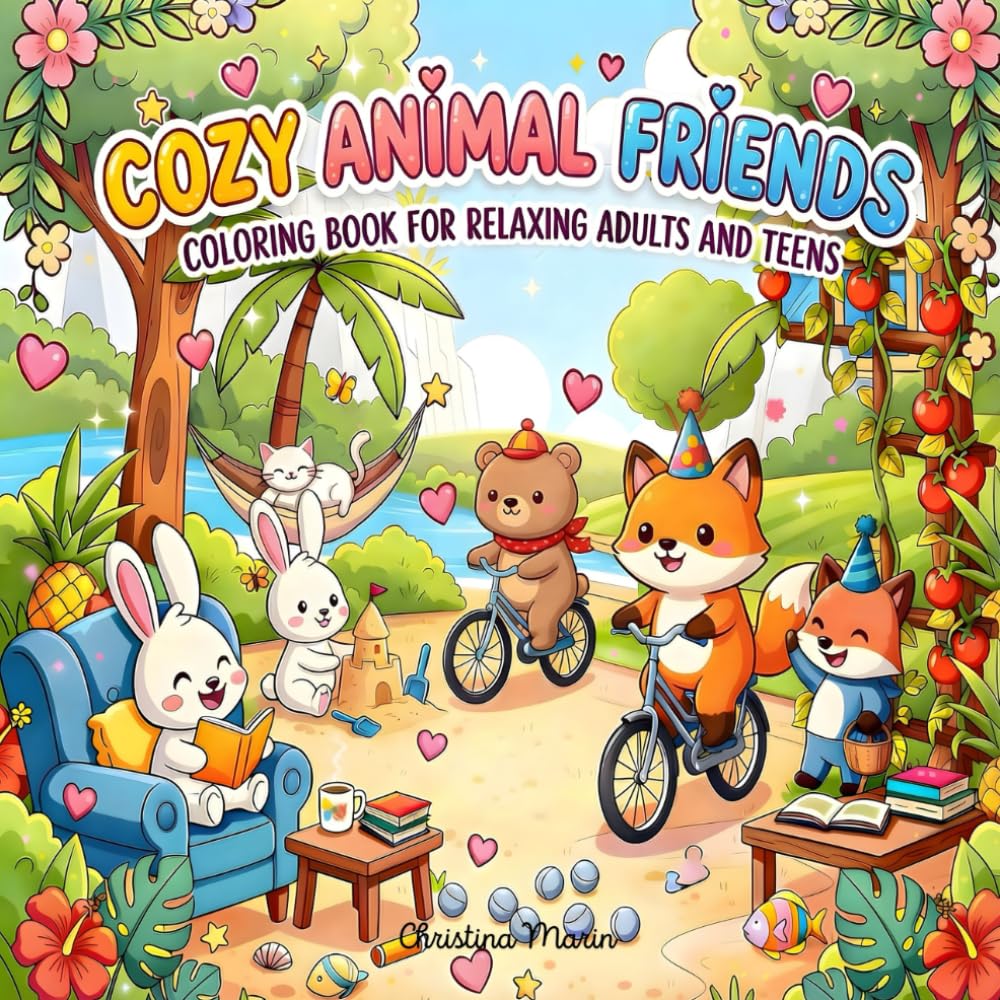 COZY ANIMAL FRIENDS: COLORING BOOK FOR RELAXING ADULTS AND TEENS