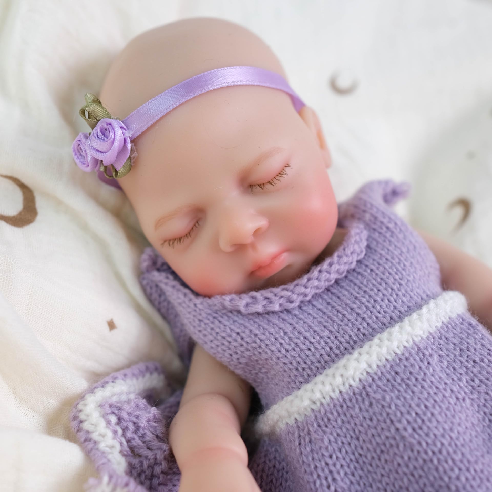 Anano 33cm lebensechtes neugeborenes Reborn Baby vollsilikon | Echte Silikonpuppen mit echtem Babyaussehen, komplettes Zubehör und Geschenkbox inklusive