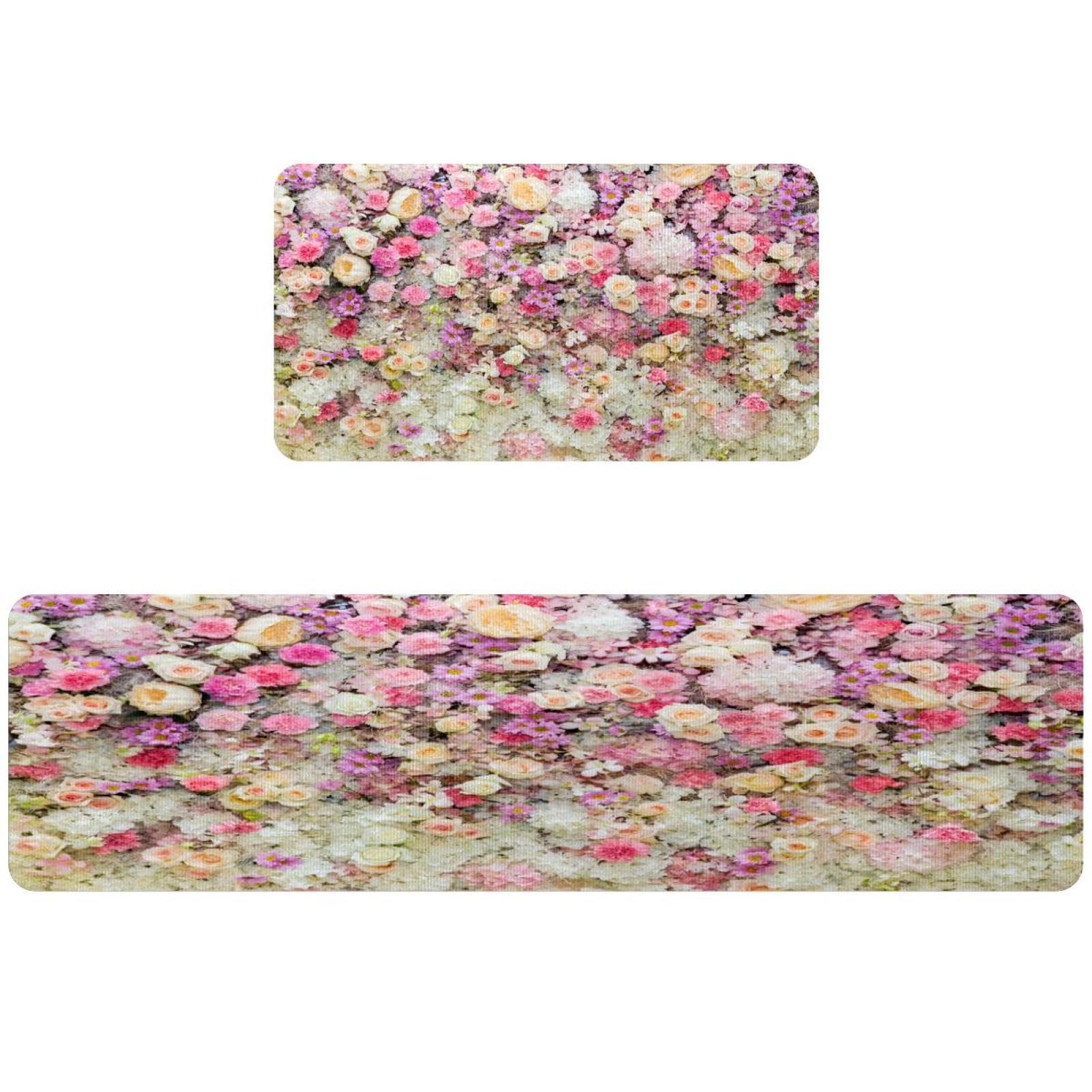 Tapetes de cocina alfombras absorbentes antideslizantes lavables VAPOKF flores