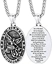FaithHeart Saint Michael Necklace, Stainless Steel/18K Gold Plated St Michael the Archangel Pendant Amulet for Men Women with Gift Packaging
