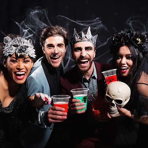 Miniatura 6 de Eaasty Paquete de 100 vasos desechables de plástico para Halloween de 12 onzas, vasos desechables de 12 onzas de araña, calabaza, murciélago, vasos