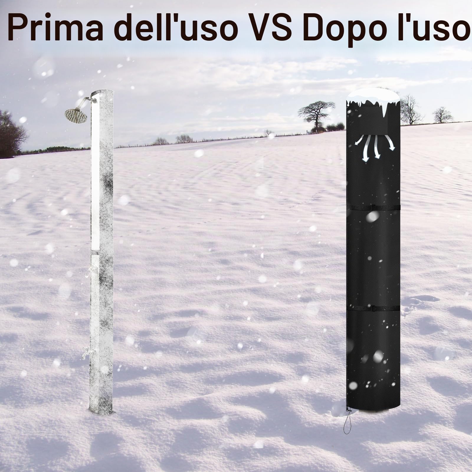 Copertura Protettiva Doccia Esterna Solare Tessuto Oxford 600D Resistente,Impermeabile,Antivento,Resistente ai Raggi UV Copertura Invernale per Doccia Solare,Nero (67 * 230cm)