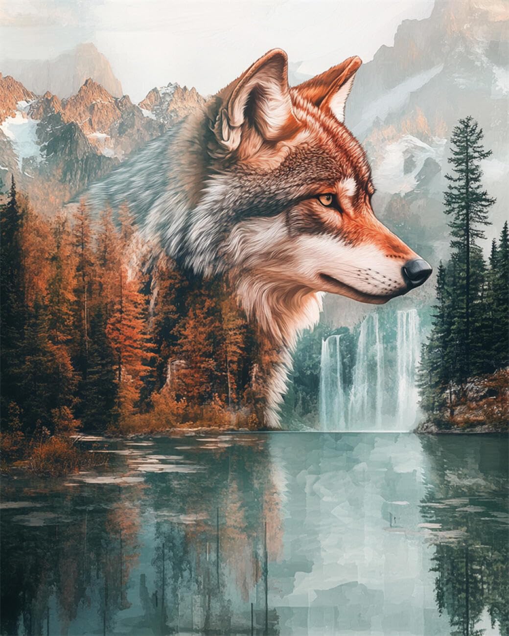 RKFLGEW DIY Embroidery Beads Set Fantasy Wolf 50x70cm
