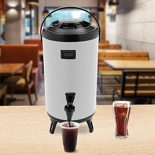 Miniatura 5 de Dispensador de bebidas calientes, dispensador de bebidas con aislamiento de acero inoxidable de 12 L, dispensador de bebidas frías y calientes con