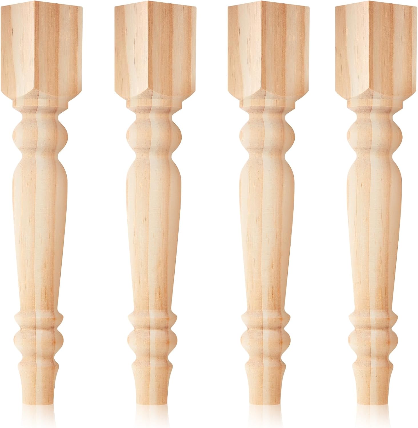4 Pcs Farmhouse Table Legs, 14" x2.2'' Pine Dining Table Legs for Furniture Unfinished Wooden Furniture Dining Cottage Bench Coffee for DIY (Short)