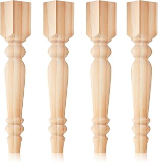 4 Pcs Farmhouse Table Legs, 14" x2.2'' Pine Dining Table Legs for Furniture Unfinished Wooden Furniture Dining Cottage Bench Coffee for DIY (Short)