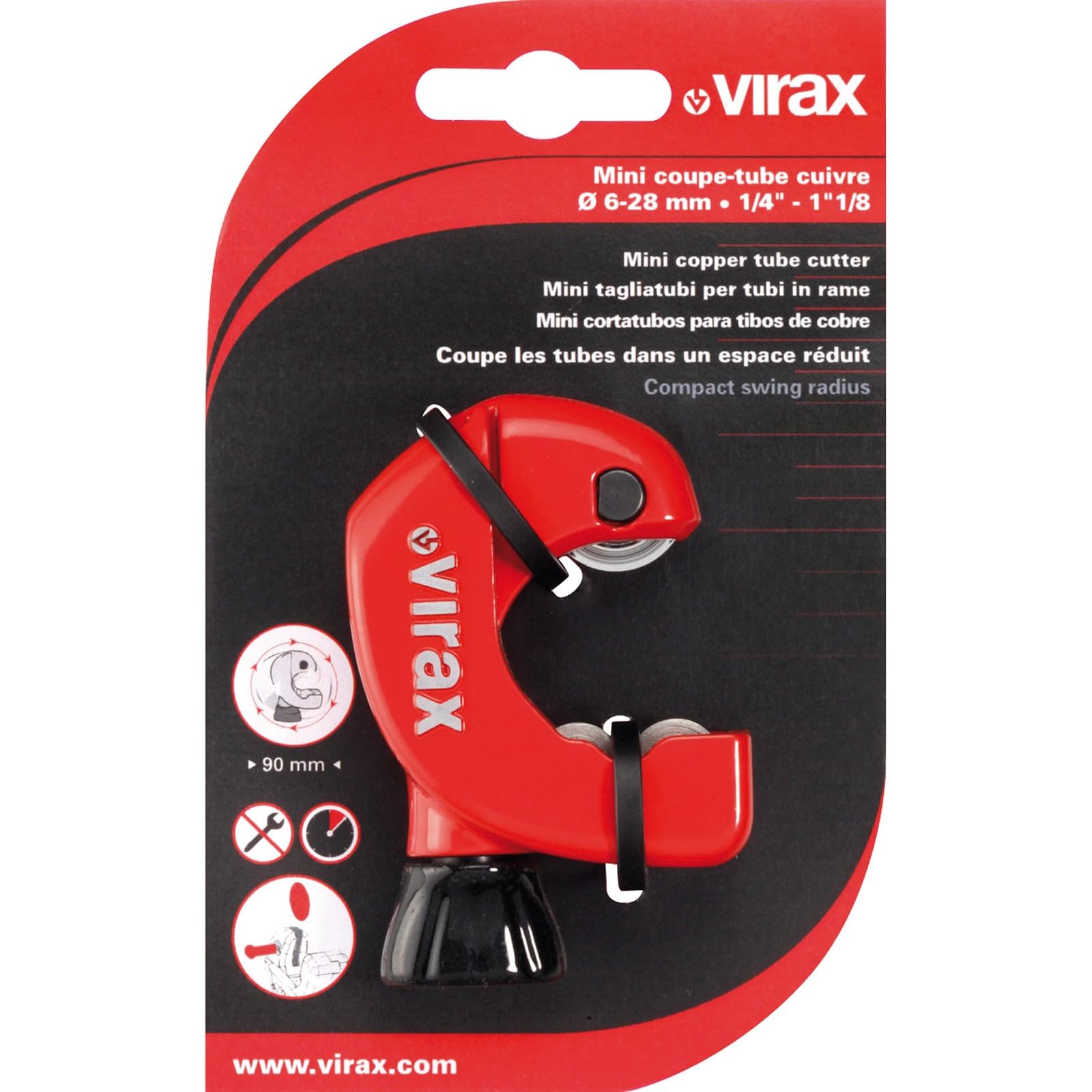 Pince mini coupe-tube cuivre 28 mm VIRAX - 210439 | Coupe-tube cuivre mini - 28 mm - Virax