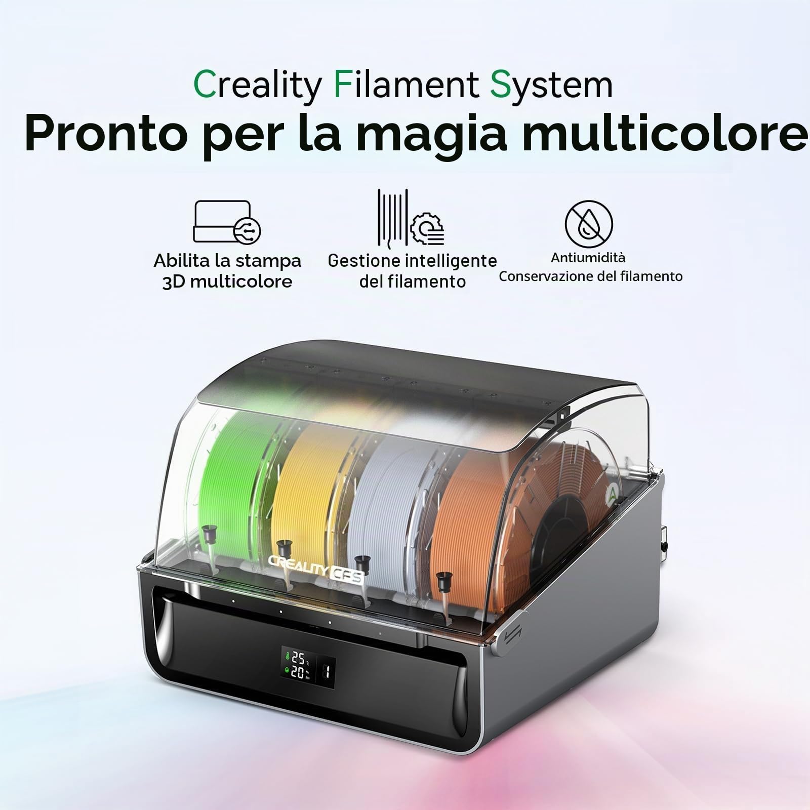 Creality CFS Sistema di filamento, sistema automatico di filamento multicolore, CFS alimentazione automatica del filamento, essiccatore di filamento, per stampanti 3D K2 SE/K2 Pro/K2/K2 Plus/Hi