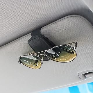 Artilife Magnetic Leather Sunglass HolderÂ for Car, Magnetic Eyeglass Hanger Clip for Car Sun Visor, Suitable for Thin Leg Glasses, Black
