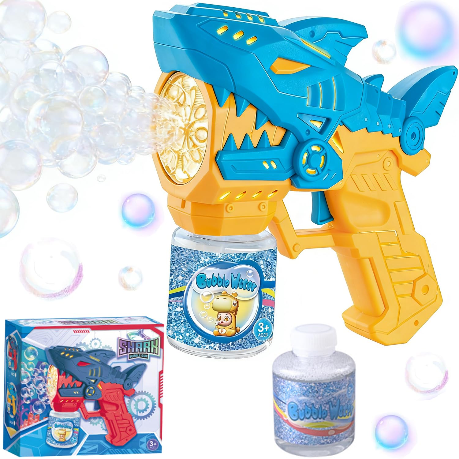 Shark Bubble Machine, Bubble Automatic Machine Gun Blower with Bubble Solutions, Summer Outdoor & Indoor Toy, Shark Party Favor, Birthday Gift in Summer, Easter for Party Wedding Outdoor Activities