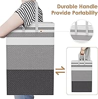 Vista 4 de Canasta de lavandería grande plegable de 75L con asas, cesta de ropa sucia impermeable para dormitorio, canasta de lavandería alta independiente