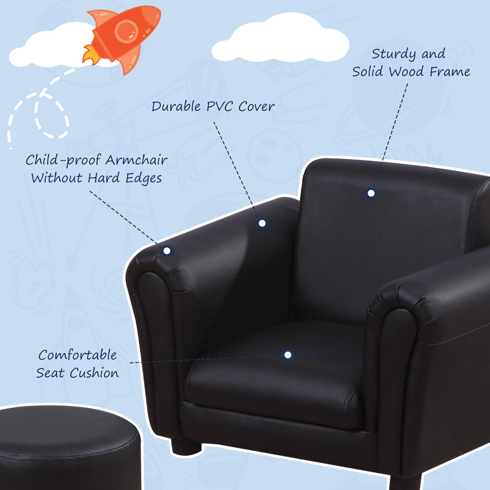 Toddler Chair Single Seater Kids Sofa Set Children Couch Seating