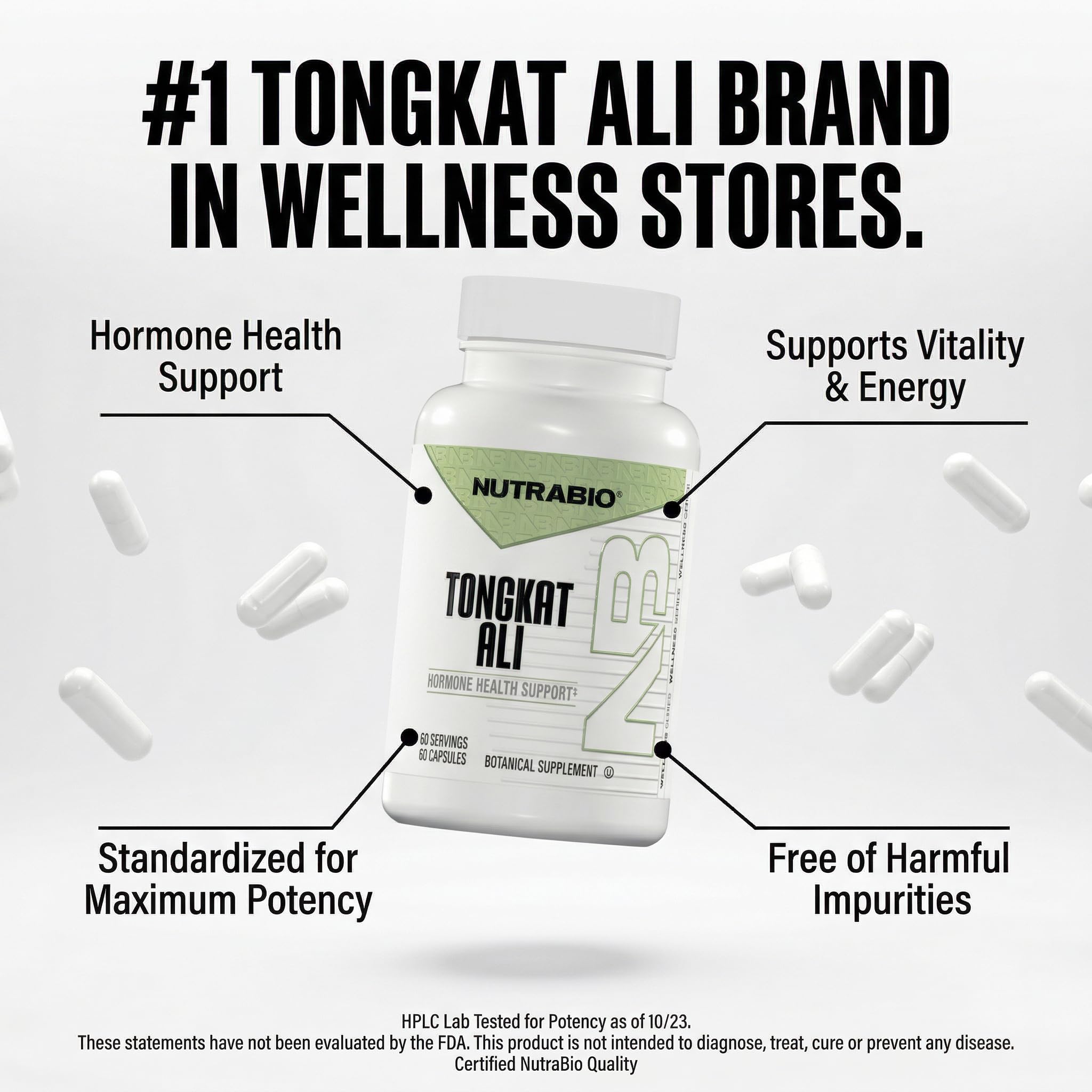 NutraBio Tongkat Ali Longjack 100 Supplement - Natural Support for Muscle Mass, Strength, Performance- Longjack Tongkat Ali for Men- 200mg per Capsule, 60 Servings — Amazon image 8