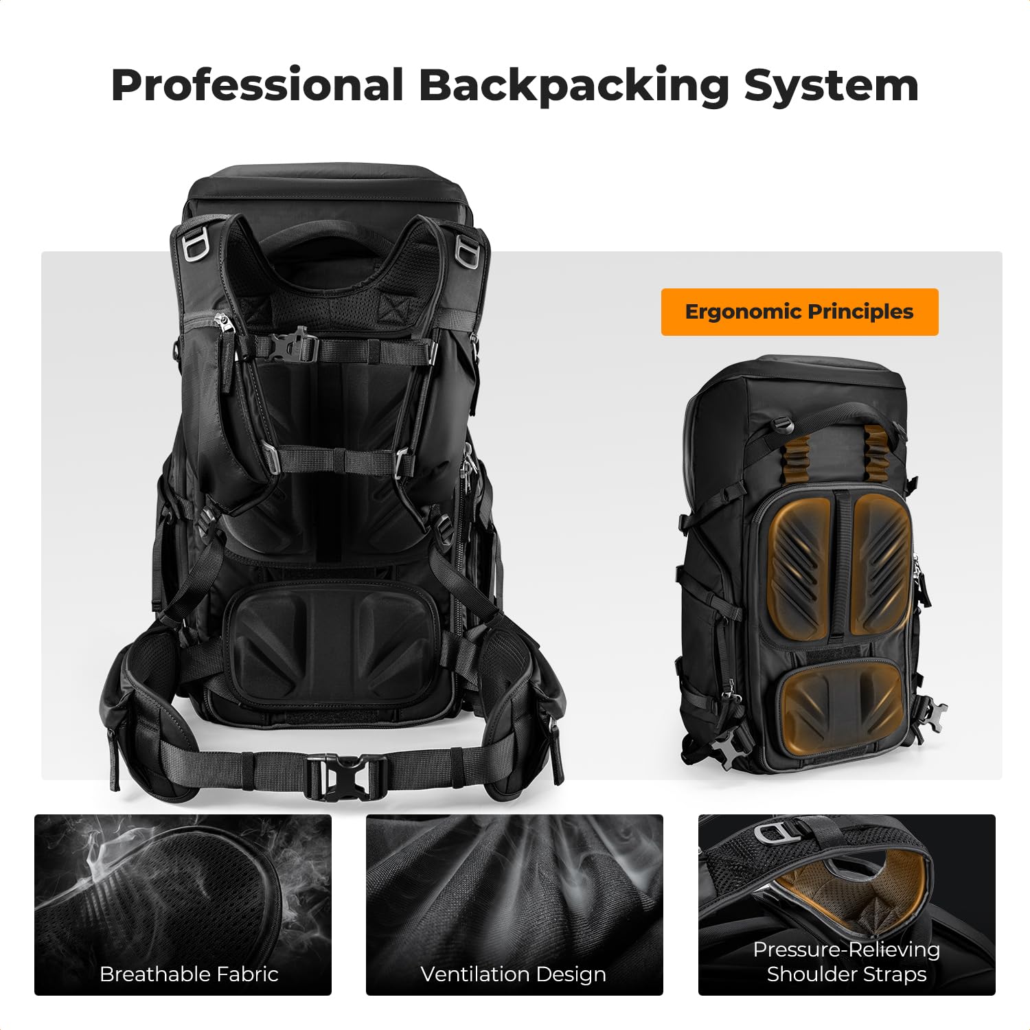 K&F CONCEPT Zaino per fotocamera, zaino da viaggio all'aperto di grande professtional splashproof Borsa a tracolla multifunzionale per Macchine fotografiche, obiettivo, treppiede, laptop, drone
