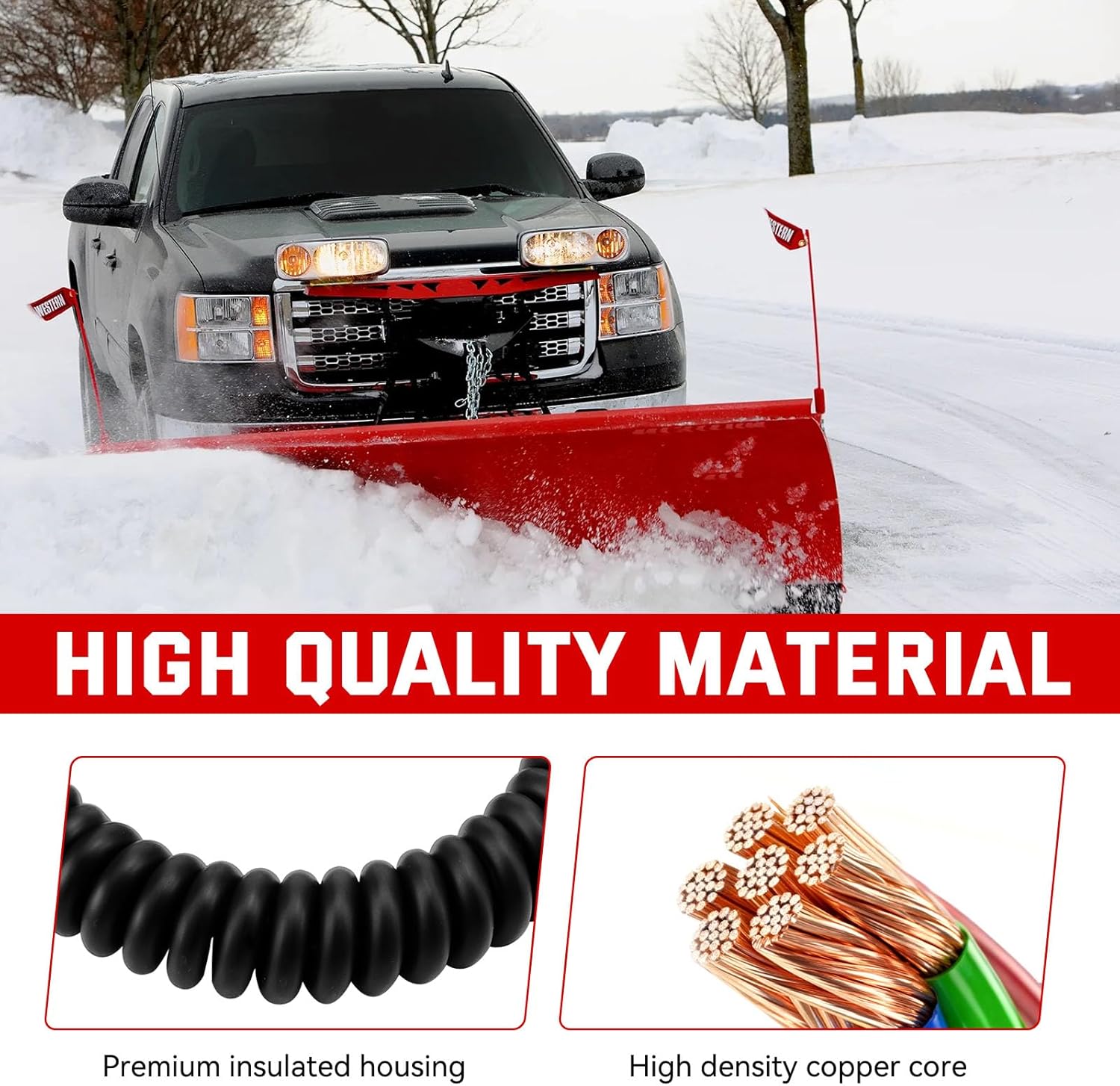 Jerbor 4-Pin Snow Plow Controller Cord Fit for Western Fisher Fleet Flex, 9-Button Handheld Controller Replacement Cable, Replaces #96464