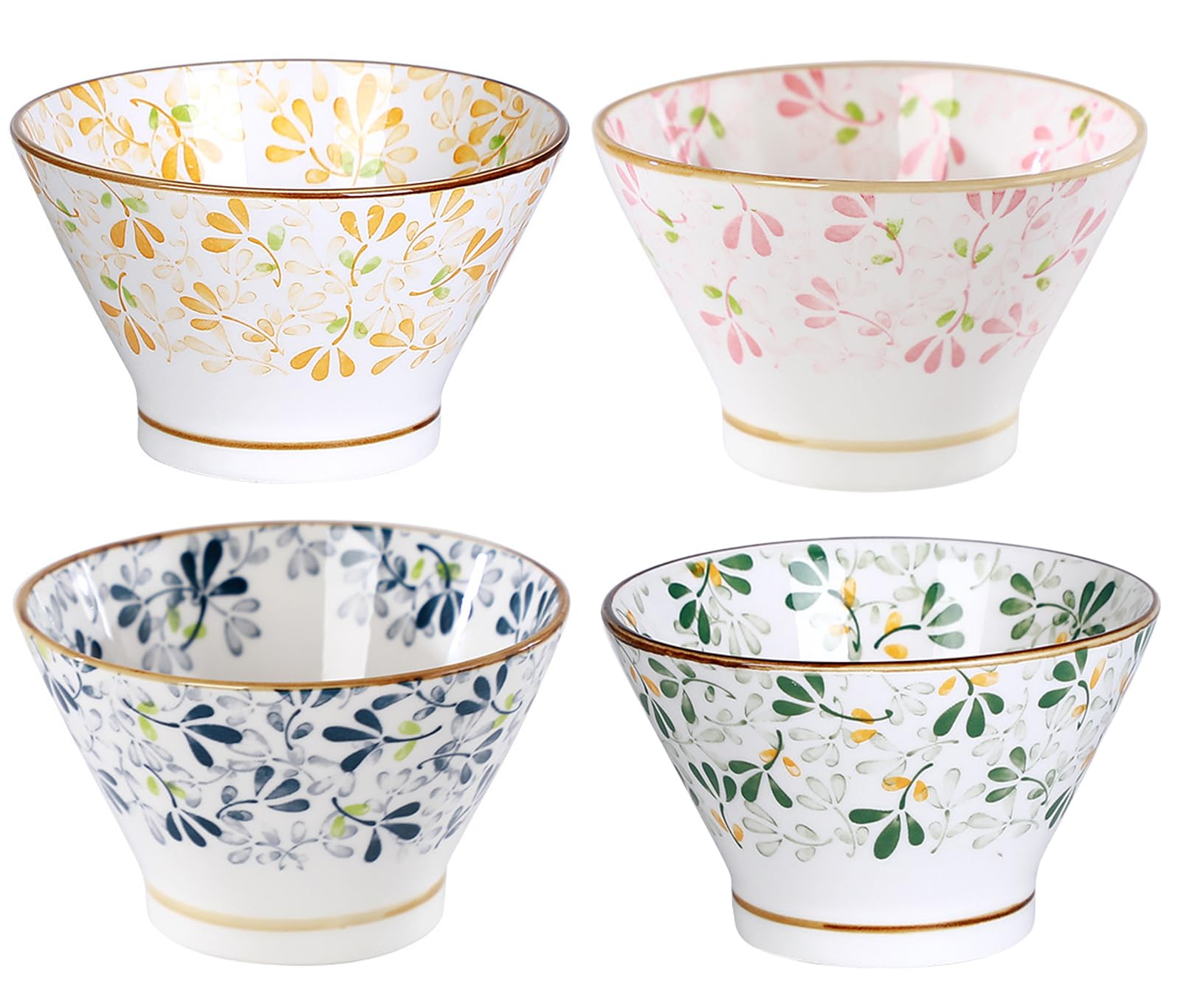 TuYines Cereal Bowls Set of 4,Ceramic Dessert Bowls, 4.75 Inch SmallBowls for Ice Cream, Rice, Soup, Dessert, Microwave and Dishwasher