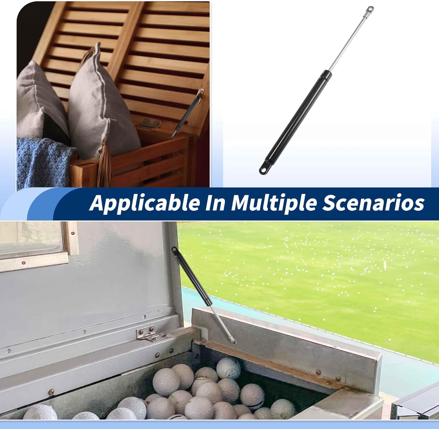 20 Inch 150N/33lb/15kg Gas Springs, 20" Gas Struts Hydraulic Lift Support Toolbox Storage Box Window, 1 Pcs, Silver Tone