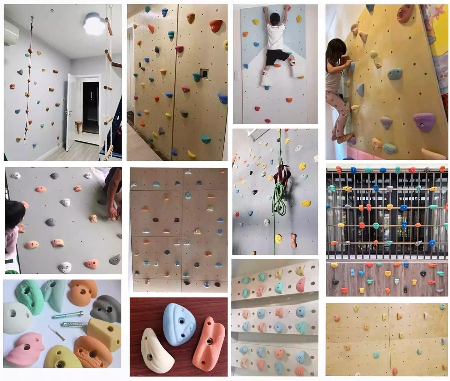 Empuñaduras de pared para escalada en roca para adultos y niños, soportes resistentes, 5 unidades