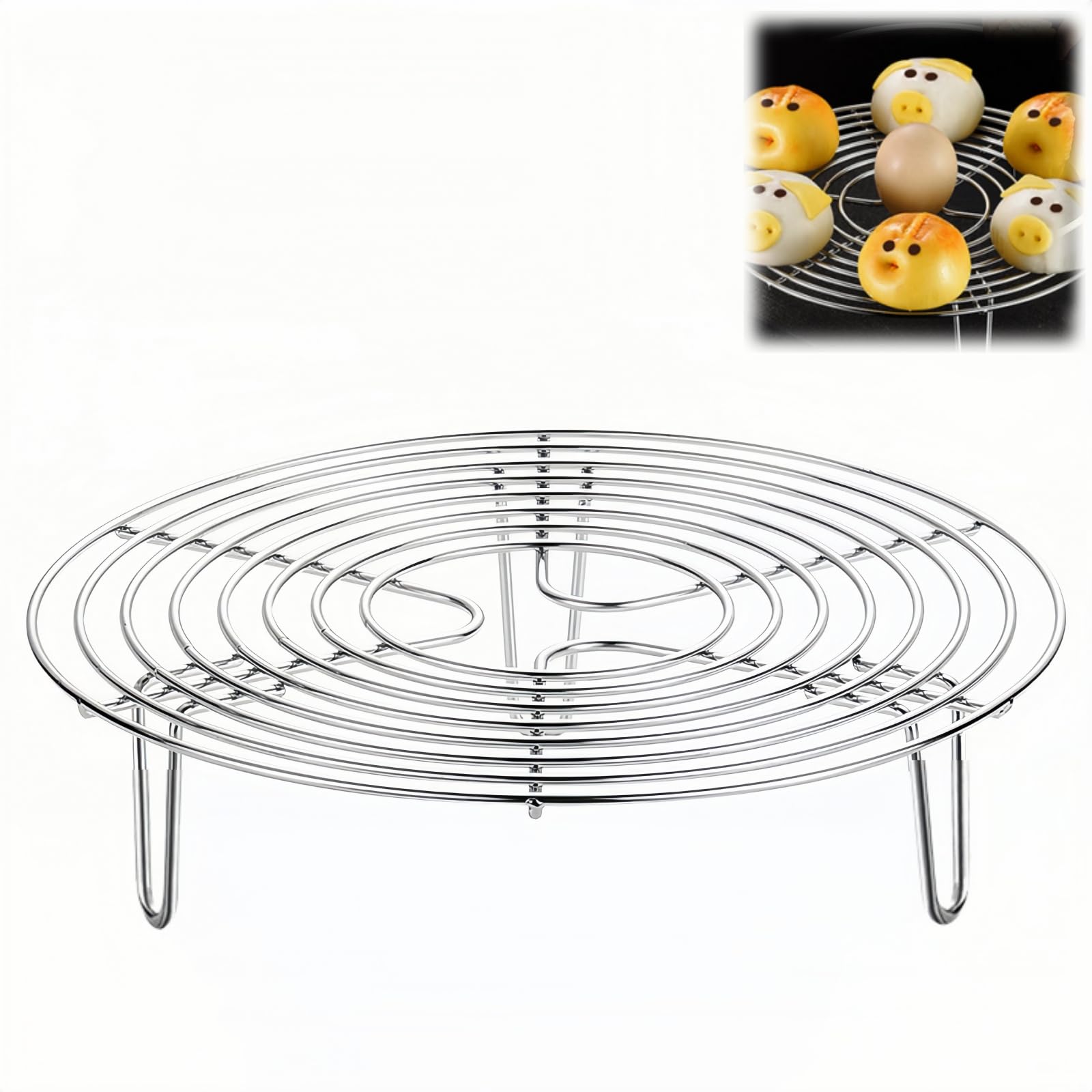 Estantes redondos de enfriamiento para cocinar, estante de acero inoxidable para salvamanteles de vapor, estante redondo para conservas, soporte de vapor de olla de alambre para freidora de aire