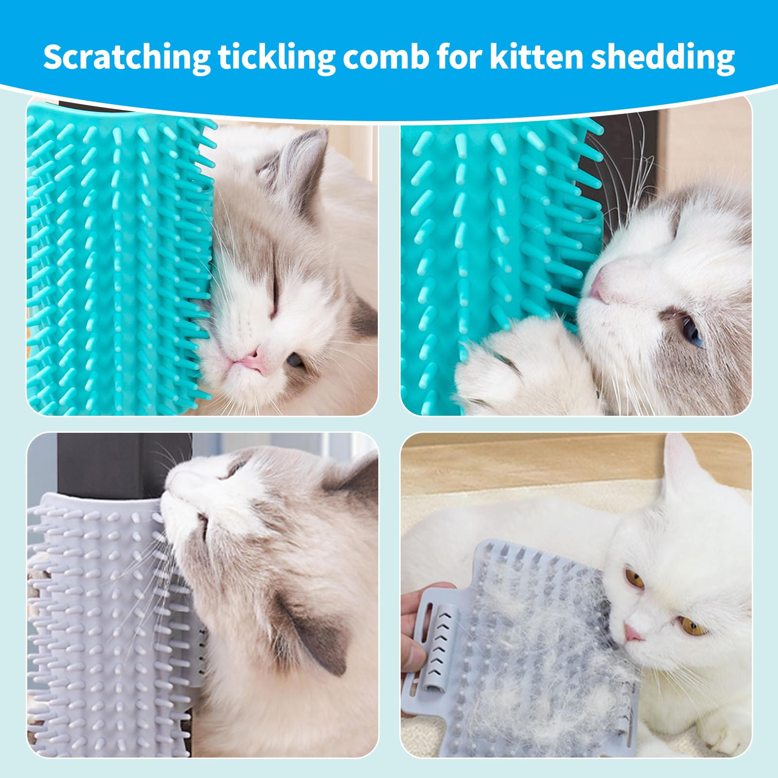 Sicheii 2 Pack Cat Self Groomer, Rubber Table Corner Face Wall Scratcher - Image 2