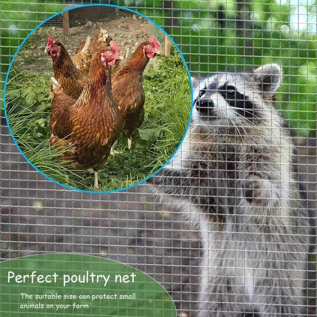 Hardware Cloth Chicken Coop Wire – Hot-Dip Galvanized After Welding, Rodent Mesh, Wire Fencing Roll for Snake, Raccoon & Fox Prevention, Animals Protection(1in,7mx0.5m(LxH))