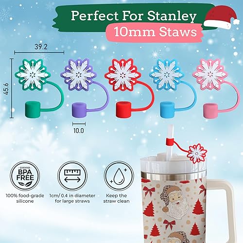 Miniatura 2 de Tapa de popote para Stanley Cup  5 piezas de popote de silicona compatible con vaso Stanley de 40 onzas con asa  Fundas de popote reutilizables para