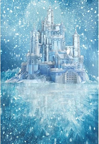 Yeele Fondo de fotos de castillo de hielo, 5 x 7 pies, diseño de castillo azul, fondo de fotografía de castillo azul, para fiesta de cumpleaños,