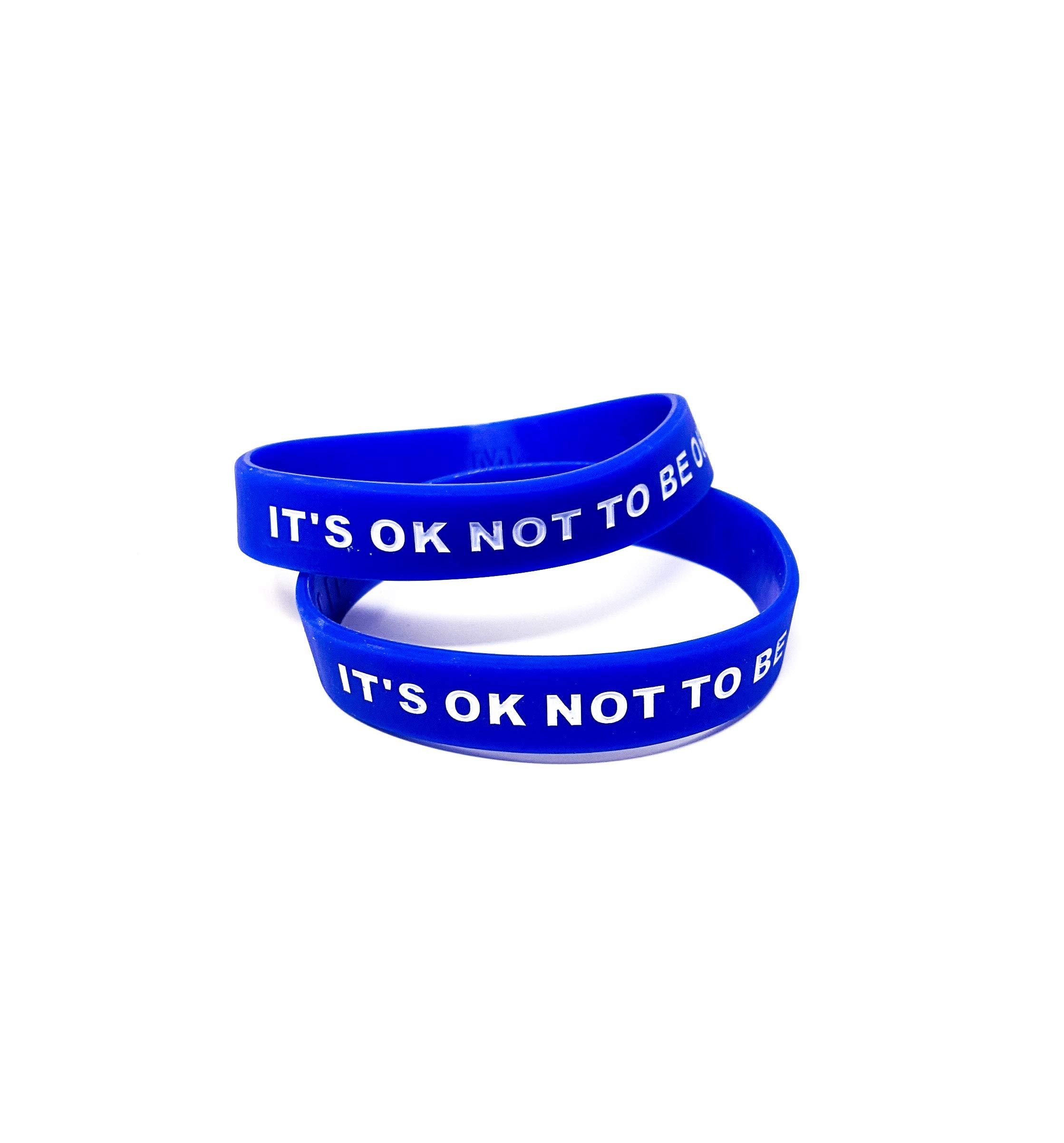 It's OK NOT to BE OK (Pack of 2) Mental Health Silicone Bracelets Wristbands MHA Gifts (Medium 18cm, x2 Blue) — image 1