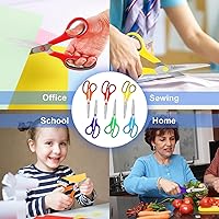 Vista 7 de Scissors, Hnncugty 8" Scissors All Purpose Bulk Set of 6-Pack, Sharp Shears for Office Home Craft Sewing Fabric, High/Middle School Supplies Student