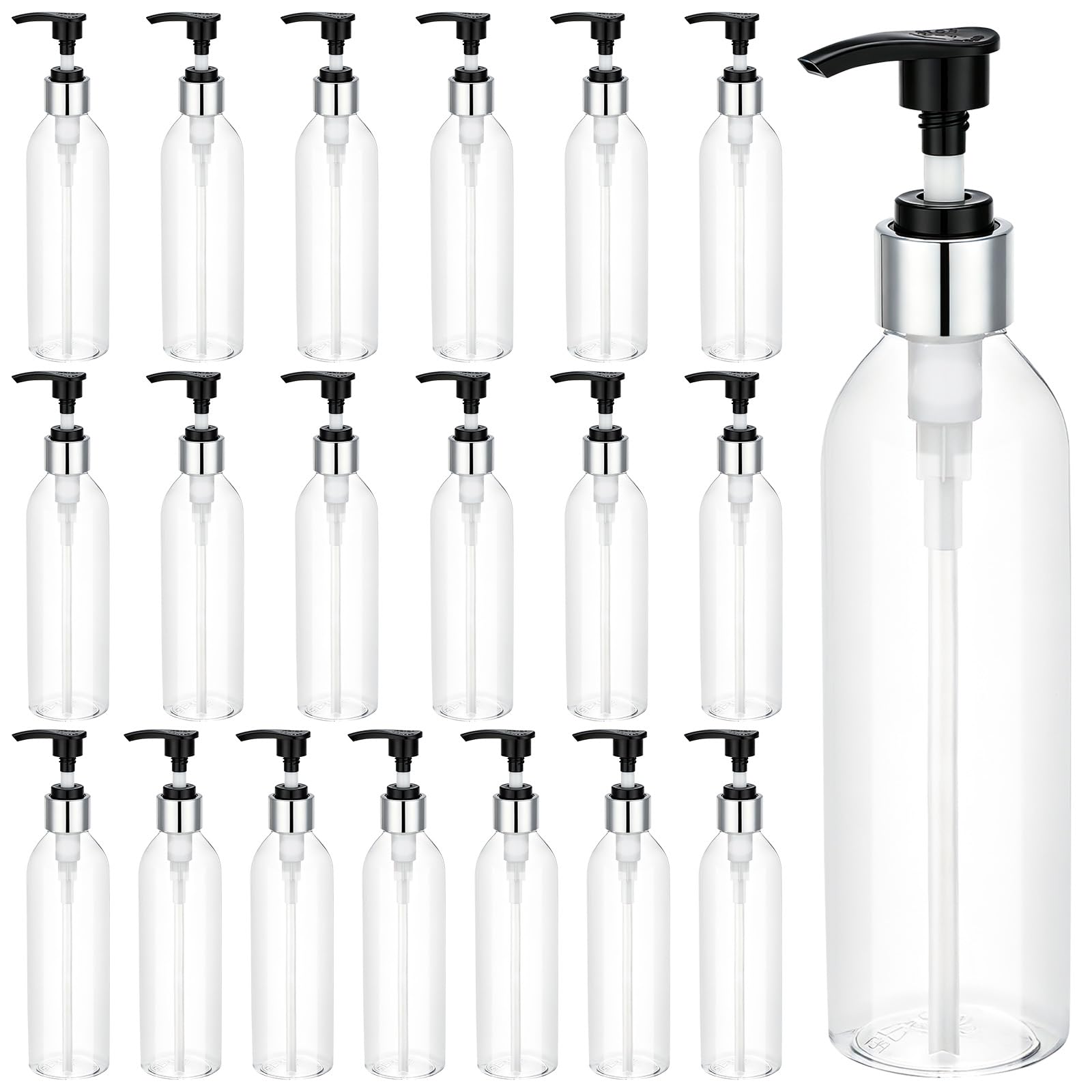 Segbeauty Dispenser di sapone in plastica trasparente con pompa argentata