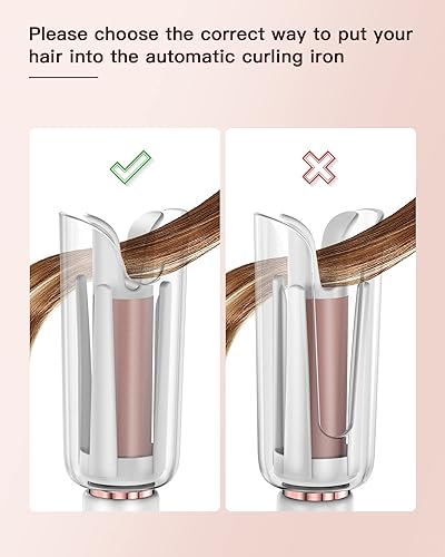 Miniatura 8 de Rizador de cabello automático, varita de rizador automático con barril de cerámica giratorio de 1 pulgada y 5 ajustes de temperatura, inteligente