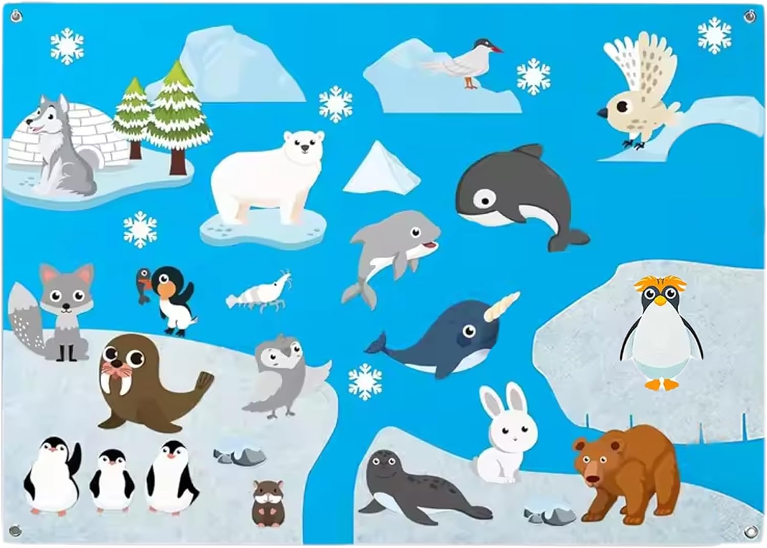 Felt Story Board Arctic-Themed 41x20 Felt Board for Toddlers with Grommet Educational Imaginative Cartoon for Home, Pr