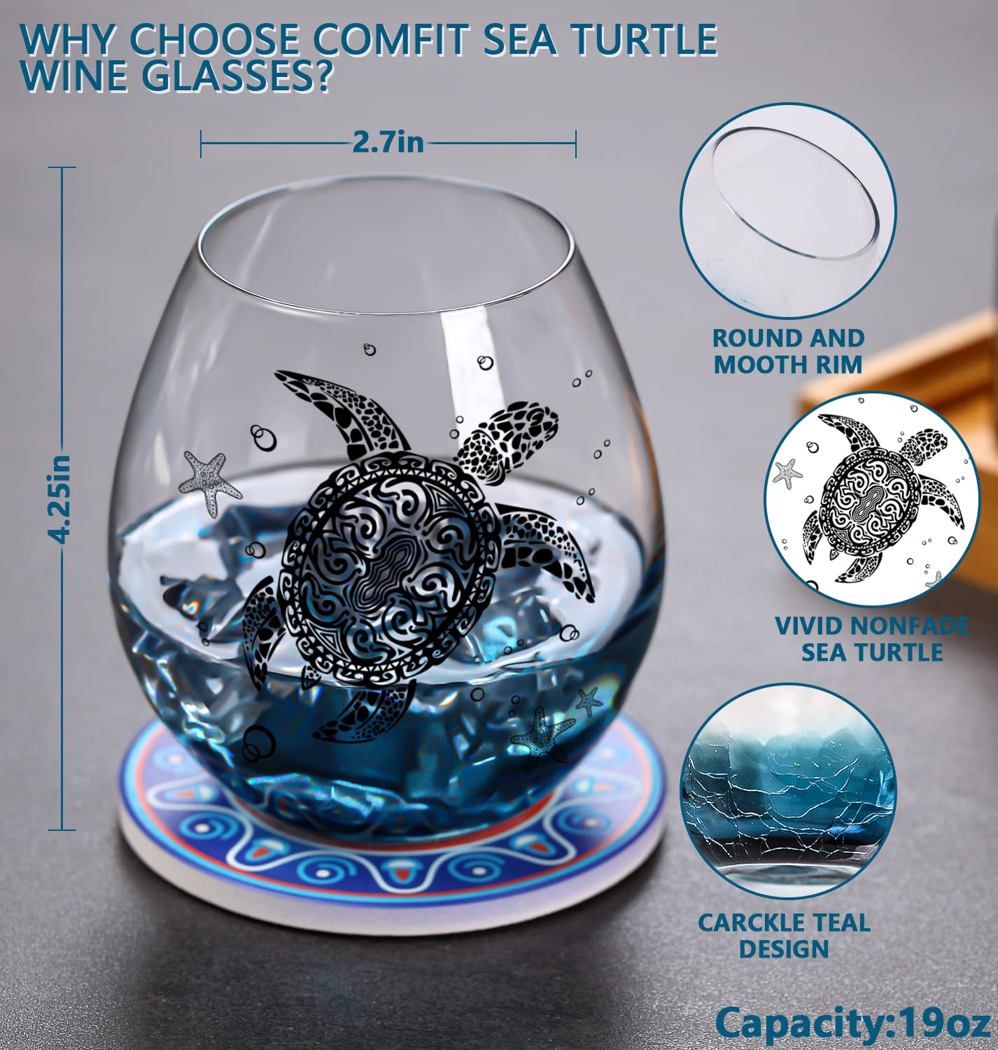 Mermaid Wine Glasses Sea Turtle