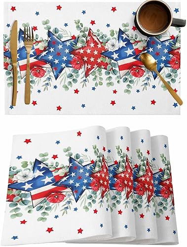 Vista 234 de Juego de 6 manteles individuales rojos para el día de San Valentín, diseño de corazón de San Valentín, resistentes al calor, lavables, manteles